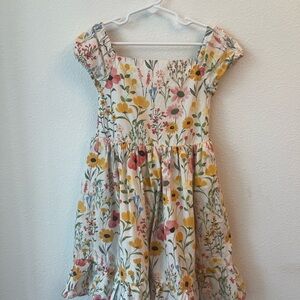 Gymboree Floral Cotton Dress — Cream with Yellow, Pink & Green